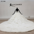 Jancember HTL1594 Luxury Deep V Crystal Beaded Wedding Dress Bridal Gown